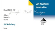 Jeff McCafferty Construction Business Card